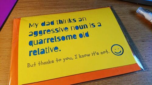 Thank you Teacher - Aggressive Noun | A5 handmade greeting card.