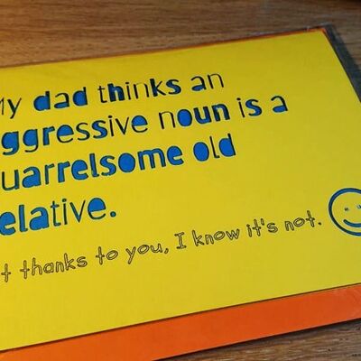 Thank you Teacher - Aggressive Noun | A5 handmade greeting card.