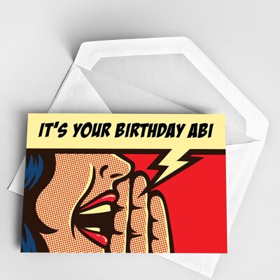 Pop-Art-Geburtstag | Personalisierte, handgefertigte und bedruckte A5-Grußkarte