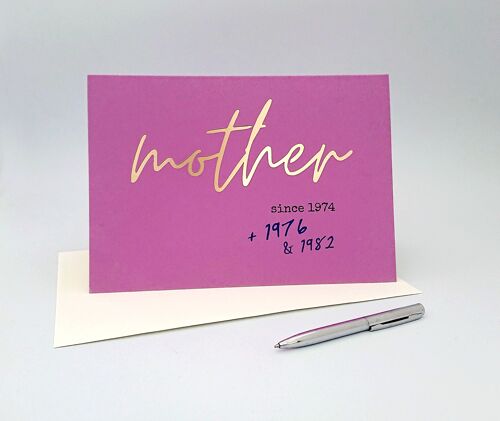 Mother's Day - Celebrate how long your mum has been doing the job. | A5 handmade greeting card.
