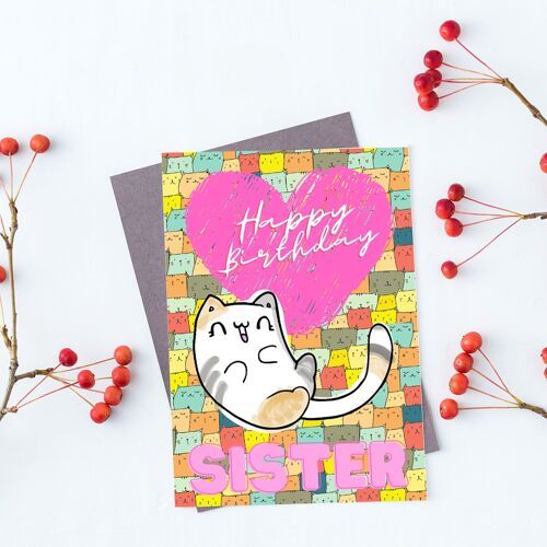 Sister Birthday - Lots of cats | Handmade A5 Greeting Card