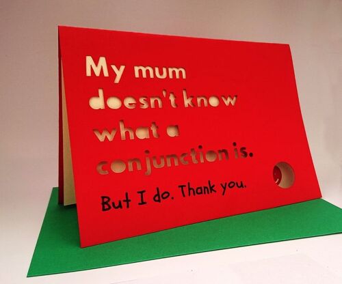 Thank you Teacher - Conjunction. A5 handmade greeting card.