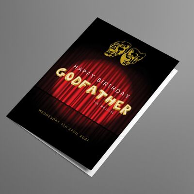 Godfather birthday - Musicals/Theatre theme | A5 handmade personalised greeting card
