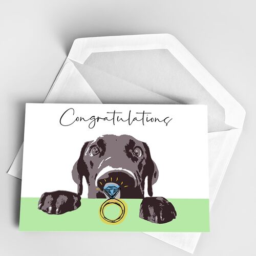 Engagement card for dog lovers | Original design, handmade A5 greeting card