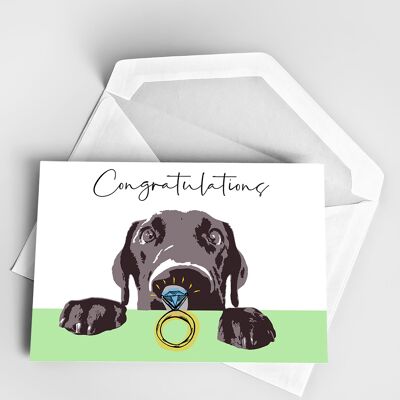 Engagement card for dog lovers | Original design, handmade A5 greeting card