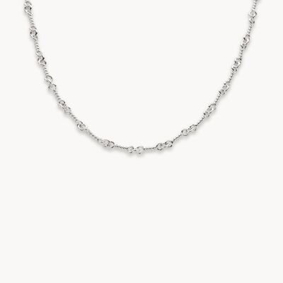 Schakel ketting knoopjes Fallon silver plated