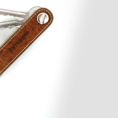 Key Organizer Leather Loop - Cognac Brown