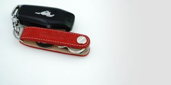Boucle en cuir pour porte-clés - Nubuck Rouge 2