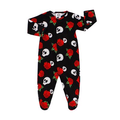 Skull & Rose Sleepsuit With Mittens