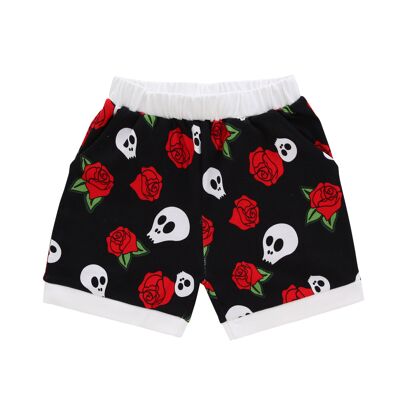 Skull & Rose Print Kids Shorts