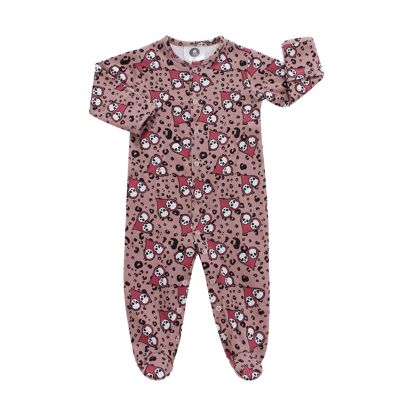 Pink Skulls Sleepsuit With Mittens