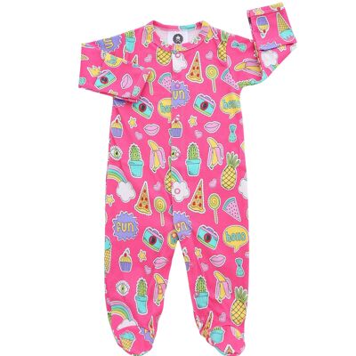 Pink Rainbows Sleepsuit With Mittens
