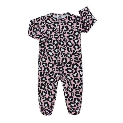 Pink Cheetah Sleepsuit With Mittens