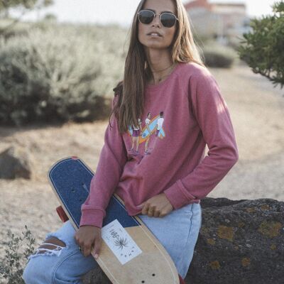 SUDADERA MUJER SURFER ROSA