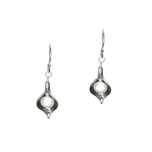 Silver Arum Lily drop earrings