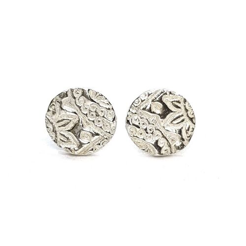 Silver Boho round stud earrings