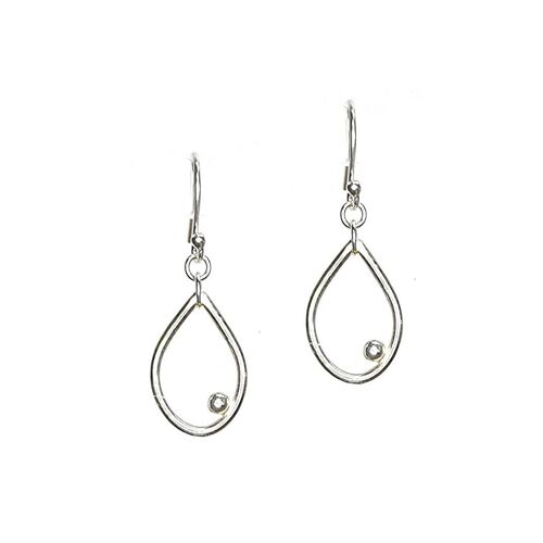 Silver Iris drop earrings