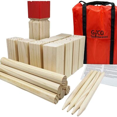 GICO Viking game XXL - Kubb game set, king 30 x 7 x 7 - Outdoor fun in top quality made of solid wood with transport bag - 3263