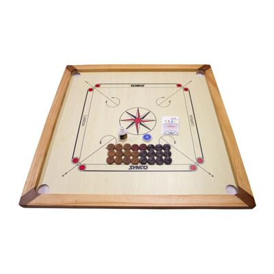 GICO Carrom Board Excellence 84 cm - Spielbrett Komplettset mit Steinen, Tasche & Gleitpulver