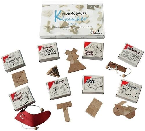 GICO Knobelspiel Klassiker Set 2 - 8 Geduldspiele in Geschenkverpackung - 2181