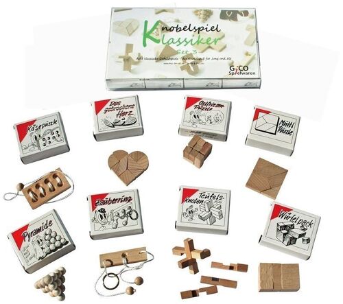 GICO Knobelspiel Klassiker Set 3 - 8 Geduldspiele in Geschenkverpackung - 2182