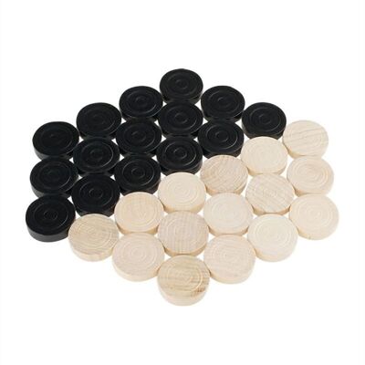 Checkers / millstones 31/8mm, 15 natural, 15 black with blind embossing 2800
