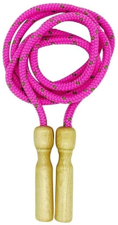 GICO Springseil aus Holz, buntes Seil, 250 cm, Holzgriff farbig sortiert - Qualität Made in Germany - 3003 pink