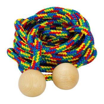 Corde à balancer GICO avec boules en bois pour enfants, corde colorée, manche en bois de 500 cm, corde à sauter, corde à sauter, corde à sauter, corde à sauter, qualité fabriquée en Allemagne 3008 1