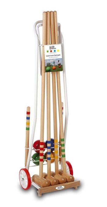 Ensemble de croquet GICO pour 4 joueurs dans un chariot (longueur adulte 100 cm) - produits de qualité fabriqués dans l'UE 3124