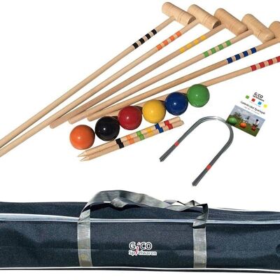 GICO "Family" croquet set for 6 players, 2x100cm, 4x80 cm in transport bag -3236