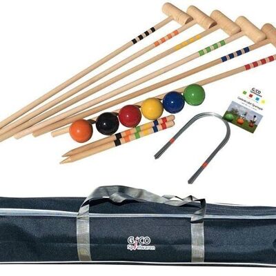 Set gioco croquet qualità GICO / croquet per 6 giocatori (lunghezza adulto 100 cm) in borsa da trasporto 3246