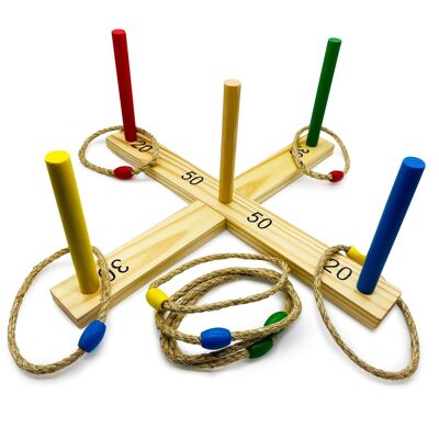 Gioco ad anelli in legno massello con 8 anelli in sisal - 3264