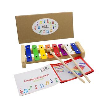 GICO xylophone enfant pour enfant téléphone bois métal 8 notes L : 27,5 cm - 3811