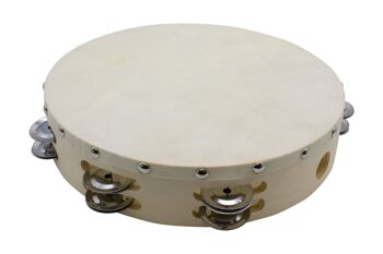 Achat Tambourin tambour à main instrument de musique pour enfant D: 25 cm  en bois avec 16 cymbalettes - 3834 en gros