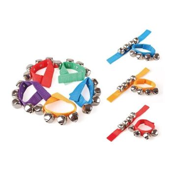 Bracelet cloche instrument de musique pour enfant L 220 mm - 1 paire couleurs assorties - 3851