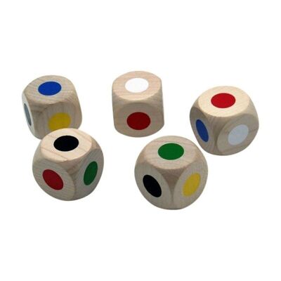 Figure di gioco in legno sostitutive GICO: cono Halma, dadi bianchi, dadi colore e occhio, dama, collezione di giochi - 5957