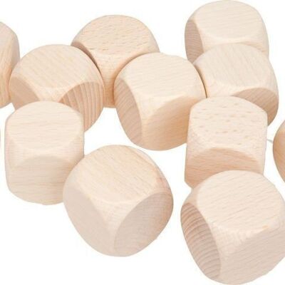 12 x Gico blank dice, wooden dice natural with 30 mm edge length - prayer dice 5970