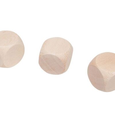 3 x Gico blank dice, wooden dice natural with 40 mm edge length - prayer dice 5972