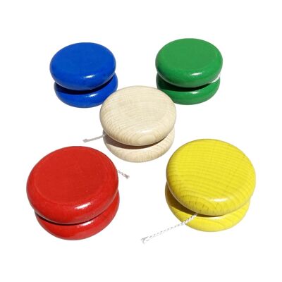 Yo-yo en bois massif (made in EU) couleurs assorties - 5 pièces - 6470