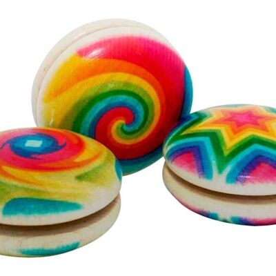 Juego de yoyos con 3 yoyos de colores de madera maciza - 6471