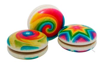 Yo-yo set avec 3 yo-yos colorés en bois massif - 6471