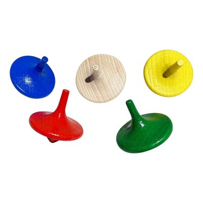 Colorful wooden spinning top, 5 pieces assorted - 6472