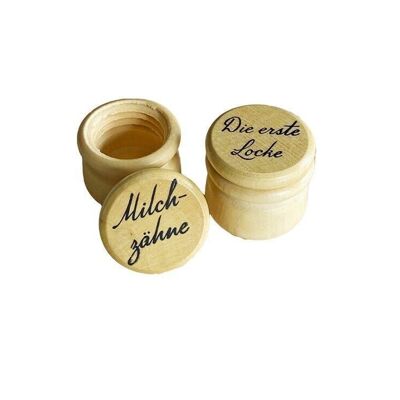 Milk tooth box beech Ø 4.5 cm, milk teeth box made of wood with screw cap - 7006