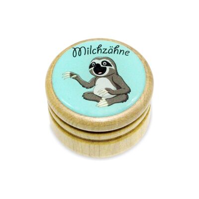 Milk tooth box sloth tooth box milk teeth picture box made of wood with screw cap 44 mm (sloth)- 7009