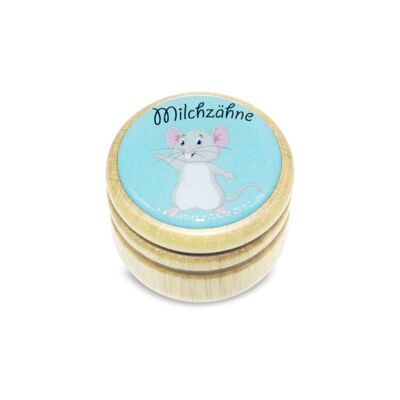 Milk tooth box mouse tooth box milk teeth picture box made of wood with screw cap 44 mm (mouse) - 7012