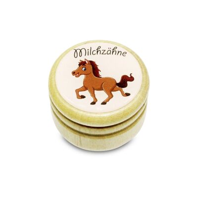 Milk tooth box horse Tooth box milk teeth picture box made of wood with screw cap 44 mm (horse) - 7013