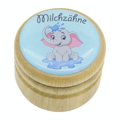 Boîte à dents de lait Boîte à dents d'éléphant Boîte à images dents de lait en bois avec bouchon à vis 44 mm (éléphant)- 7017