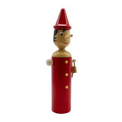 Pinocchio money box made of wood, length 24 cm 7496