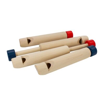 GICO piston flutes lotus flutes whistles with tone change colored made of wood - 4 pieces - 7926