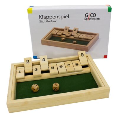 GICO flap game / Shut the box made of wood. The well-known parlor game for young and old 7954
